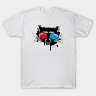 Raccoon with 3D glasses T-Shirt